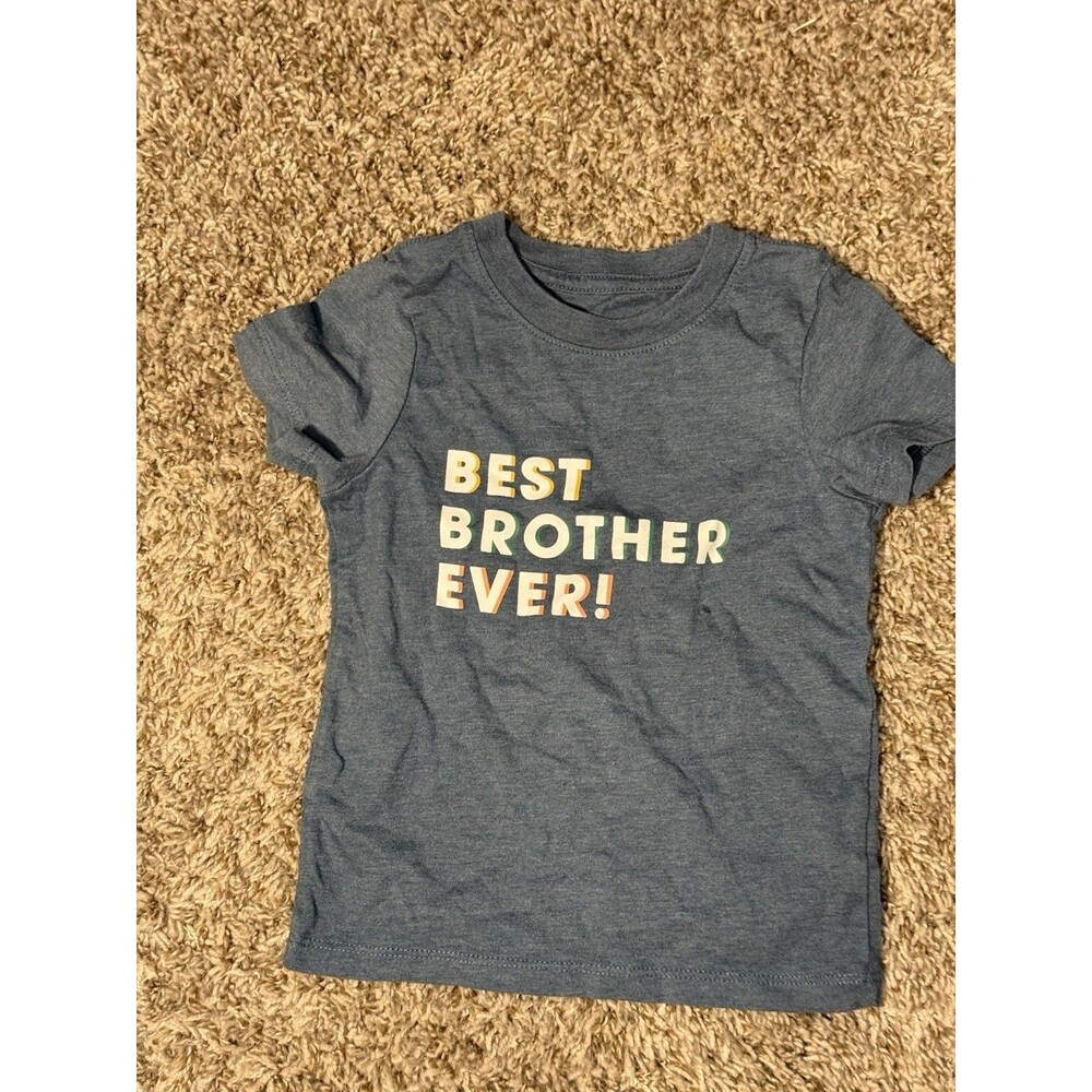 Cat & Jack Toddler Boys 18M Best Brother Ever Gray Graphic T-Shirt Short Sleeve